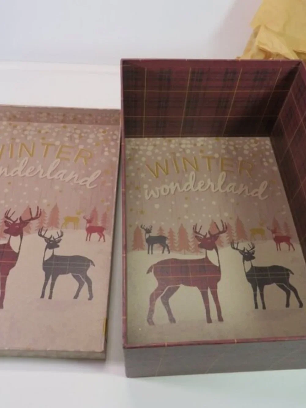 Vintage Christmas Gift Box Set 2pc Merry Christmas Winter Wonderland traditional
